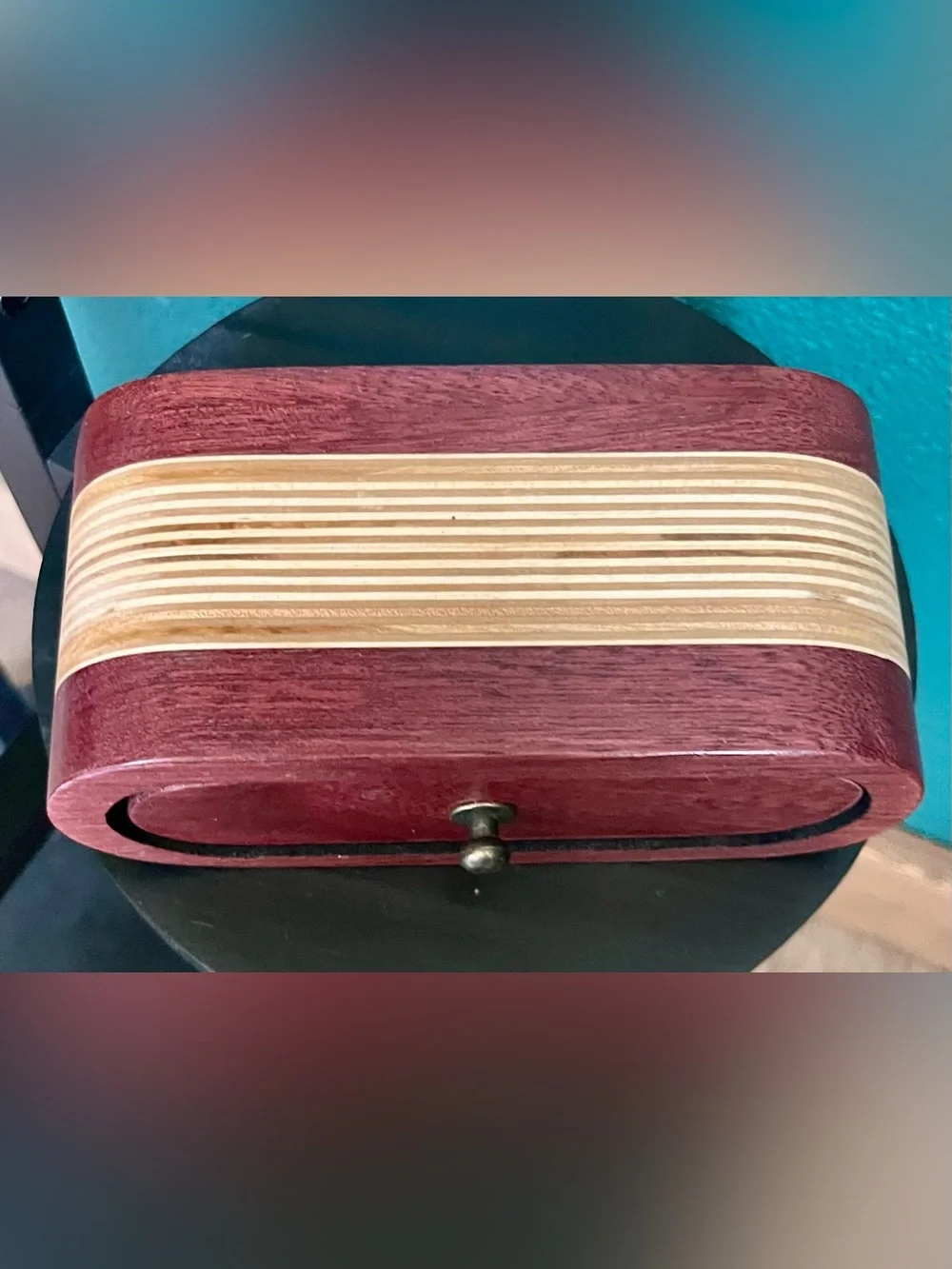 Handcrafted Wooden Mahogany Style Jewelry Organizer Box with Light Wood Inlay